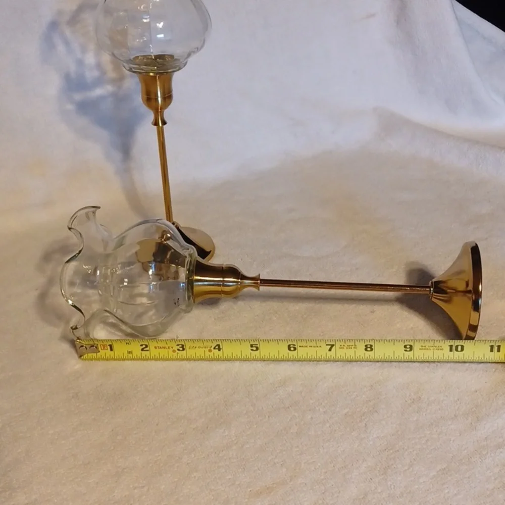 Elegant Gold and Clear Glass Candle Holders Set Of 2